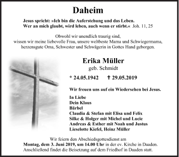 Traueranzeige von Erika Müller von Siegener Zeitung