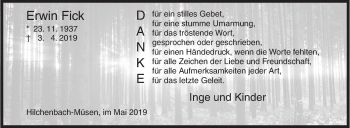 Traueranzeige von Erwin Fick von Siegener Zeitung