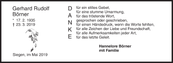 Traueranzeige von Gerhard Rudolf Börner von Siegener Zeitung