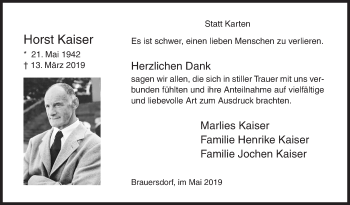 Traueranzeige von HHorst Kaiser von Siegener Zeitung