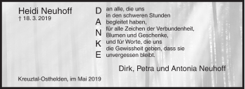 Traueranzeige von Heidi Neuhoff von Siegener Zeitung