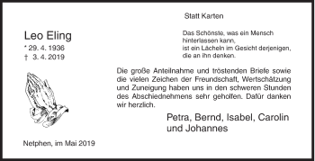 Traueranzeige von Leo Eling von Siegener Zeitung
