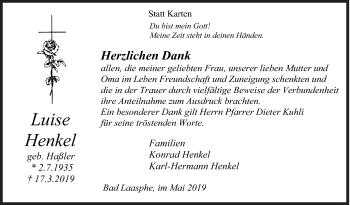 Traueranzeige von Luise Henkel von Siegener Zeitung