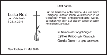 Traueranzeige von Luise Reis von Siegener Zeitung