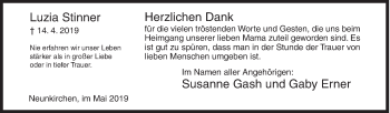 Traueranzeige von Luzia Stinner von Siegener Zeitung