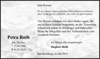 Traueranzeige von Petra Roth von Siegener Zeitung