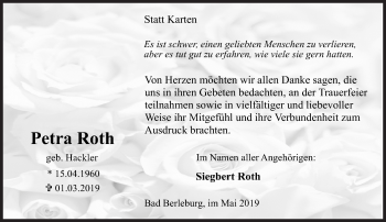 Traueranzeige von Petra Roth von Siegener Zeitung