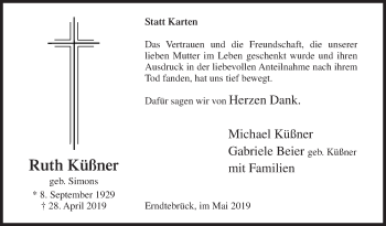 Traueranzeige von Ruth Küßner von Siegener Zeitung