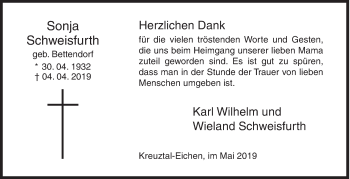Traueranzeige von Sonja Schweisfurth von Siegener Zeitung