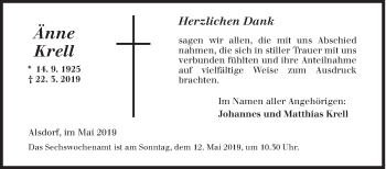 Traueranzeige von Änne Krell von Siegener Zeitung