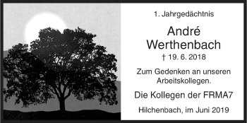 Traueranzeige von André Werthenbach von Siegener Zeitung