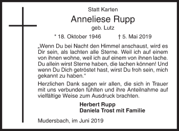 Traueranzeige von Anneliese Rupp von Siegener Zeitung
