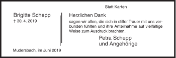 Traueranzeige von Brigitte Schepp von Siegener Zeitung