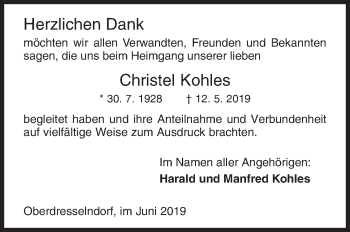 Traueranzeige von Christel Kohles von Siegener Zeitung