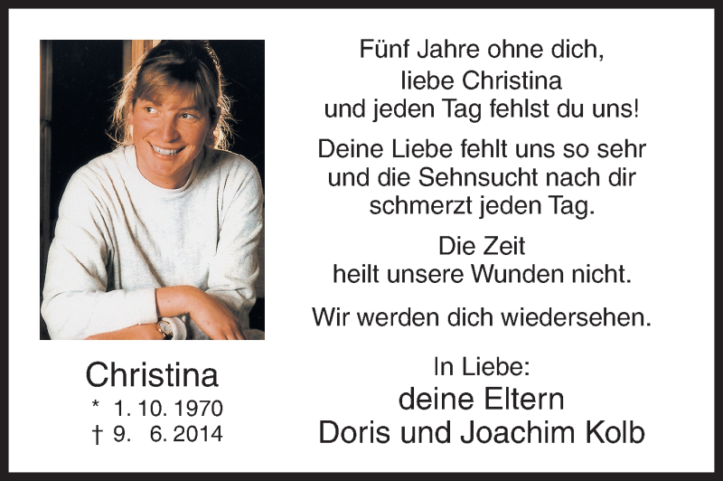  Traueranzeige für Christina  vom 08.06.2019 aus Siegener Zeitung