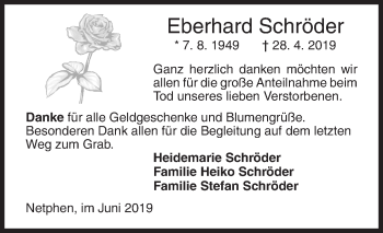 Traueranzeige von Eberhard Schröder von Siegener Zeitung