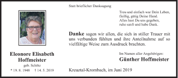 Traueranzeige von Eleonore Elisabeth Hoffmeister von Siegener Zeitung