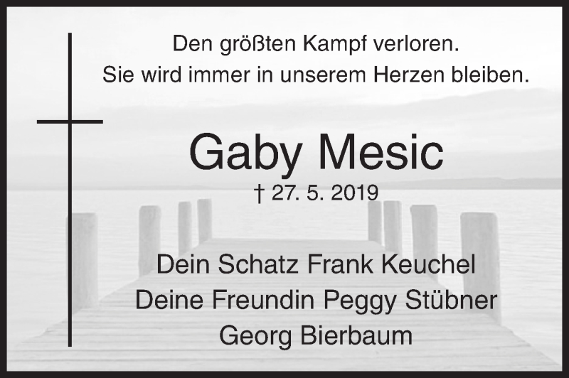  Traueranzeige für Gaby Mesic vom 15.06.2019 aus Siegener Zeitung