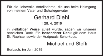 Traueranzeige von Gerhard Diehl von Siegener Zeitung