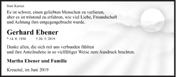 Traueranzeige von Gerhard Ebener von Siegener Zeitung