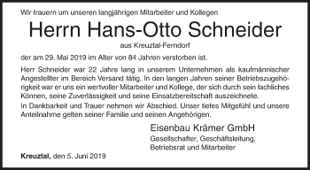 Traueranzeige von Hans-Otto Schneider von Siegener Zeitung