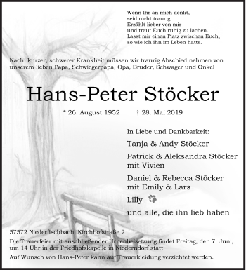 Traueranzeige von Hans Peter Stöcker von Siegener Zeitung