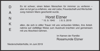 Traueranzeige von Horst Elzner von Siegener Zeitung