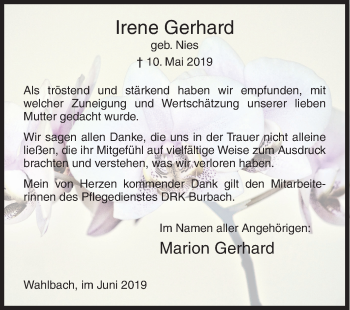 Traueranzeige von Irene Gerhard von Siegener Zeitung