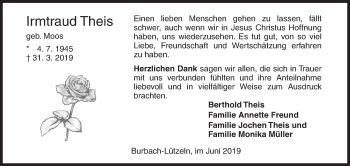 Traueranzeige von Irmtraud Theis von Siegener Zeitung