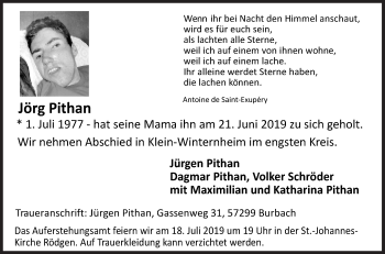 Traueranzeige von Jörg Pithan von Siegener Zeitung