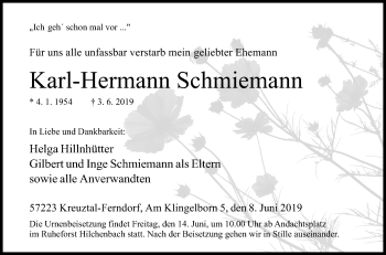 Traueranzeige von Karl-Hermann Schmiemann von Siegener Zeitung