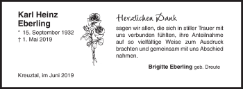 Traueranzeige von Karl Heinz Eberling von Siegener Zeitung