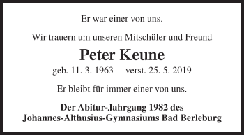 Traueranzeige von Peter Keune von Siegener Zeitung