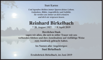 Traueranzeige von Reinhard Birkelbach von Siegener Zeitung
