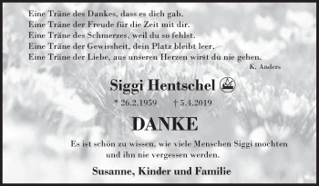 Traueranzeige von Siggi Hentschel von Siegener Zeitung