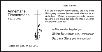 Traueranzeige von Annemarie Timmermann von Siegener Zeitung