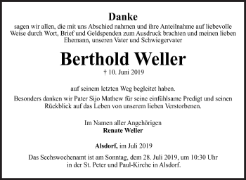 Traueranzeige von Berthold Weller von Siegener Zeitung
