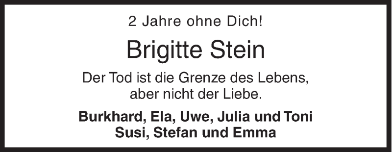  Traueranzeige für Brigitte Stein vom 30.07.2019 aus Siegener Zeitung