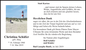 Traueranzeige von Christina Schäfer von Siegener Zeitung