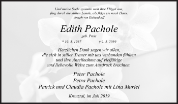 Traueranzeige von Edith Pachole von Siegener Zeitung