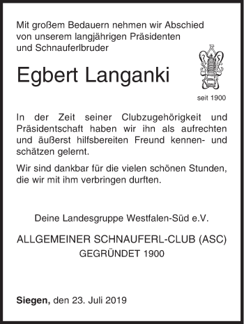 Traueranzeige von Egbert Langanki von Siegener Zeitung