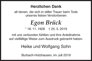 Traueranzeige von Egon Brück von Siegener Zeitung