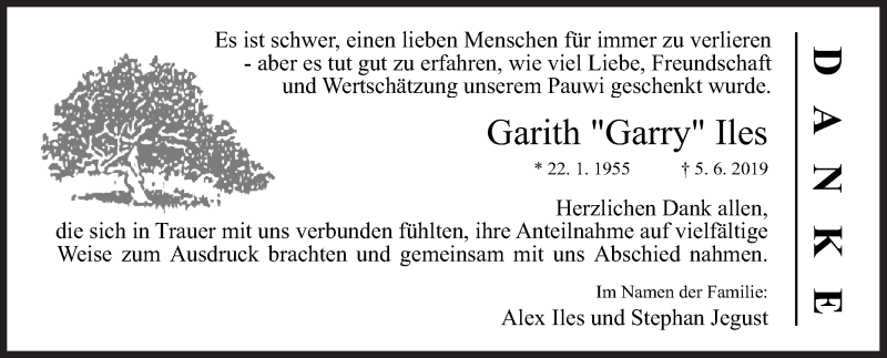  Traueranzeige für GArith Iles vom 13.07.2019 aus Siegener Zeitung