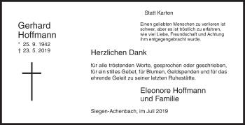 Traueranzeige von Gerhard Hoffmann von Siegener Zeitung