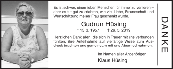 Traueranzeige von Gudrun Hüsing von Siegener Zeitung