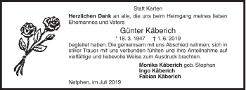 Traueranzeige von Günter Käberich von Siegener Zeitung
