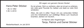 Traueranzeige von Hans-Peter Stöcker von Siegener Zeitung