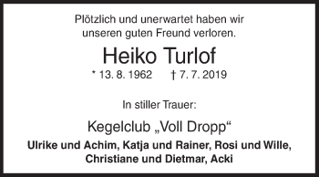 Traueranzeige von Heiko Turlof von Siegener Zeitung