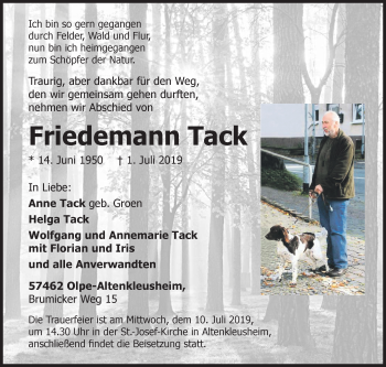Traueranzeige von Helga Tack von Siegener Zeitung