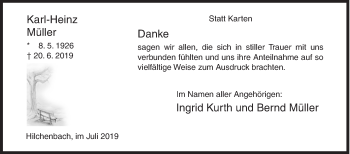 Traueranzeige von Karl-Heinz Müller von Siegener Zeitung